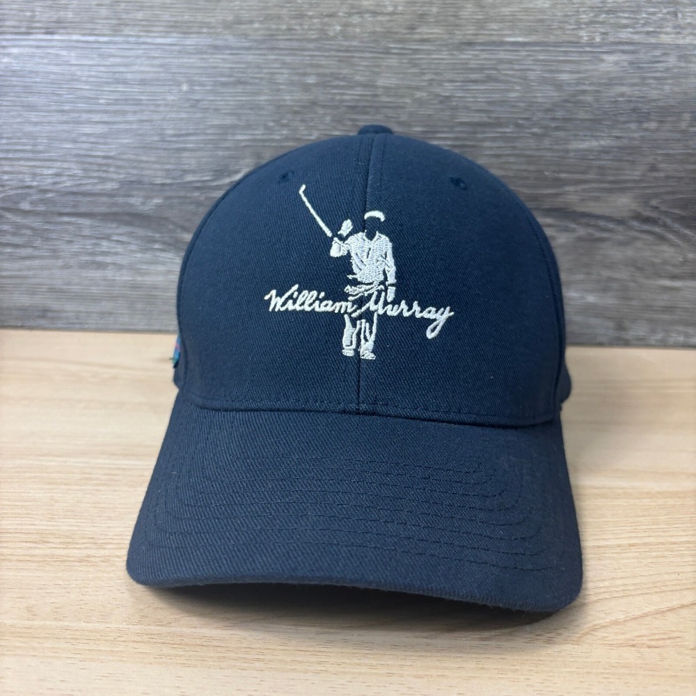 William Murray Hat Cap Fitted S/M Blue Navy Flexfit Golf Golfing Logo